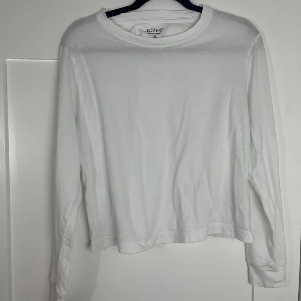 J.Crew Vintage Jersey Cropped Long Sleeve Tee — White M